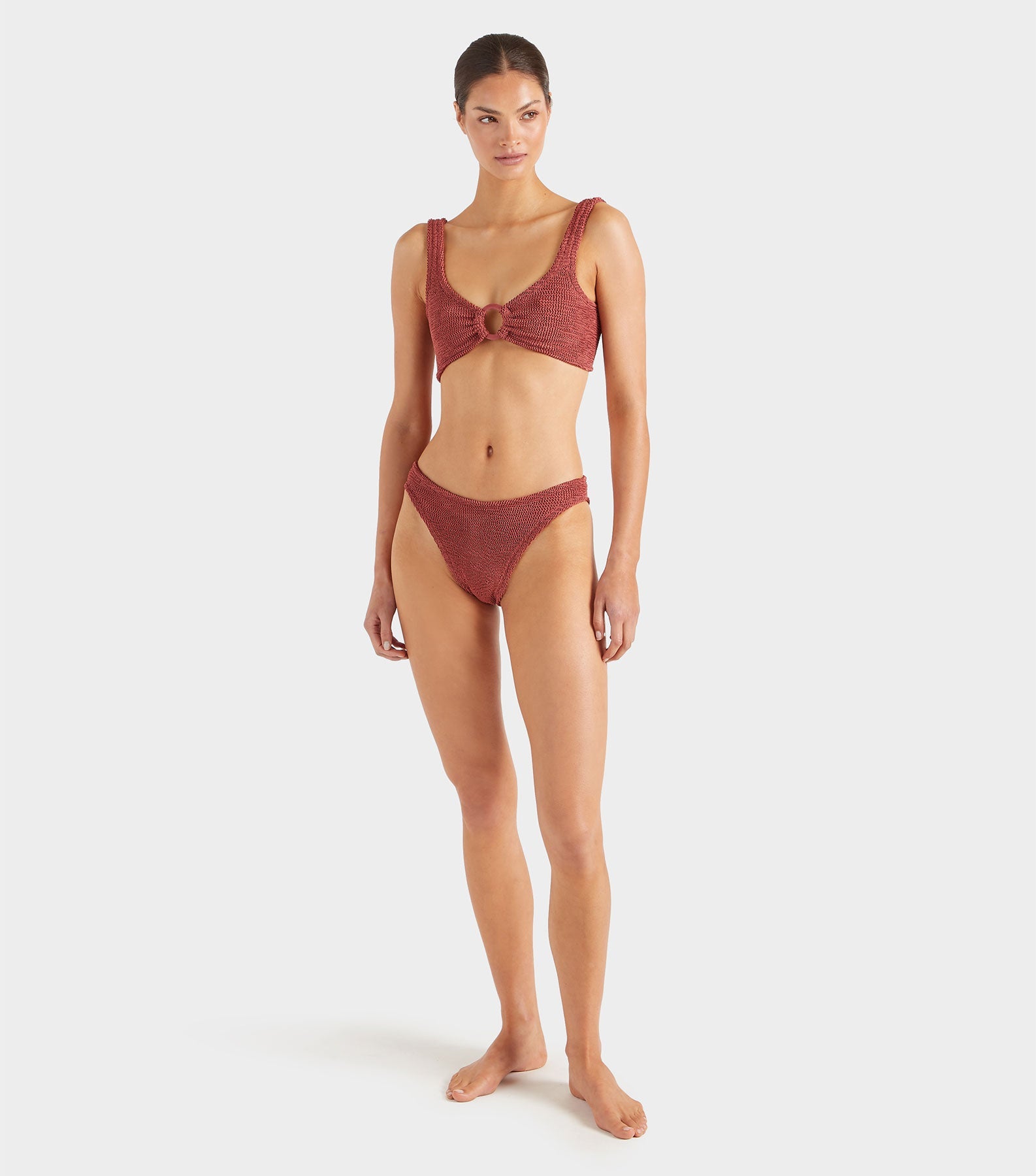 Julia Bikini With Tonal Hoops - Metallic Rosewood