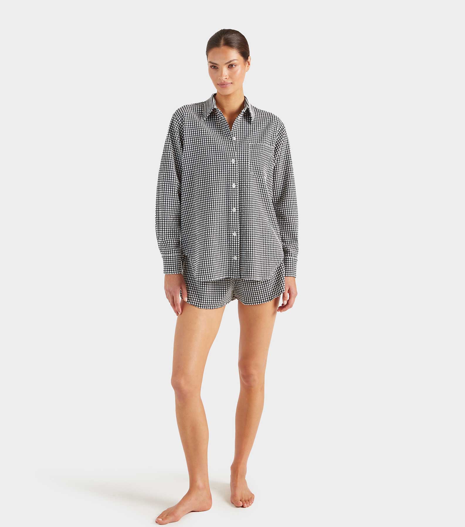 Gingham Seersucker Shirt - Black Gingham