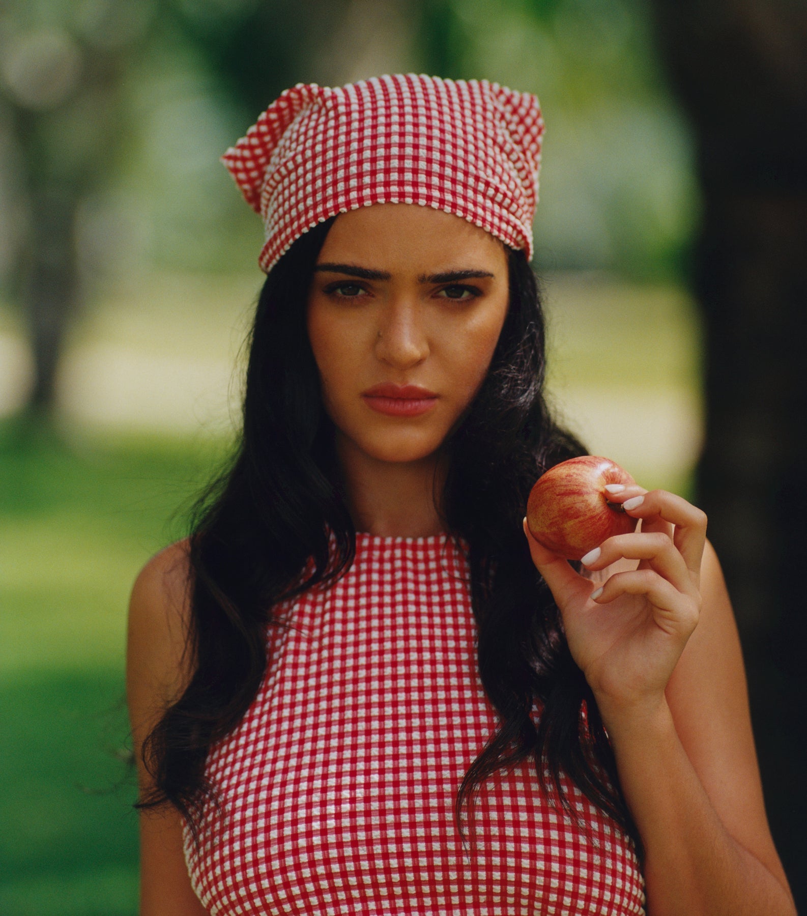 Gingham Seersucker Halter Top - Red Gingham