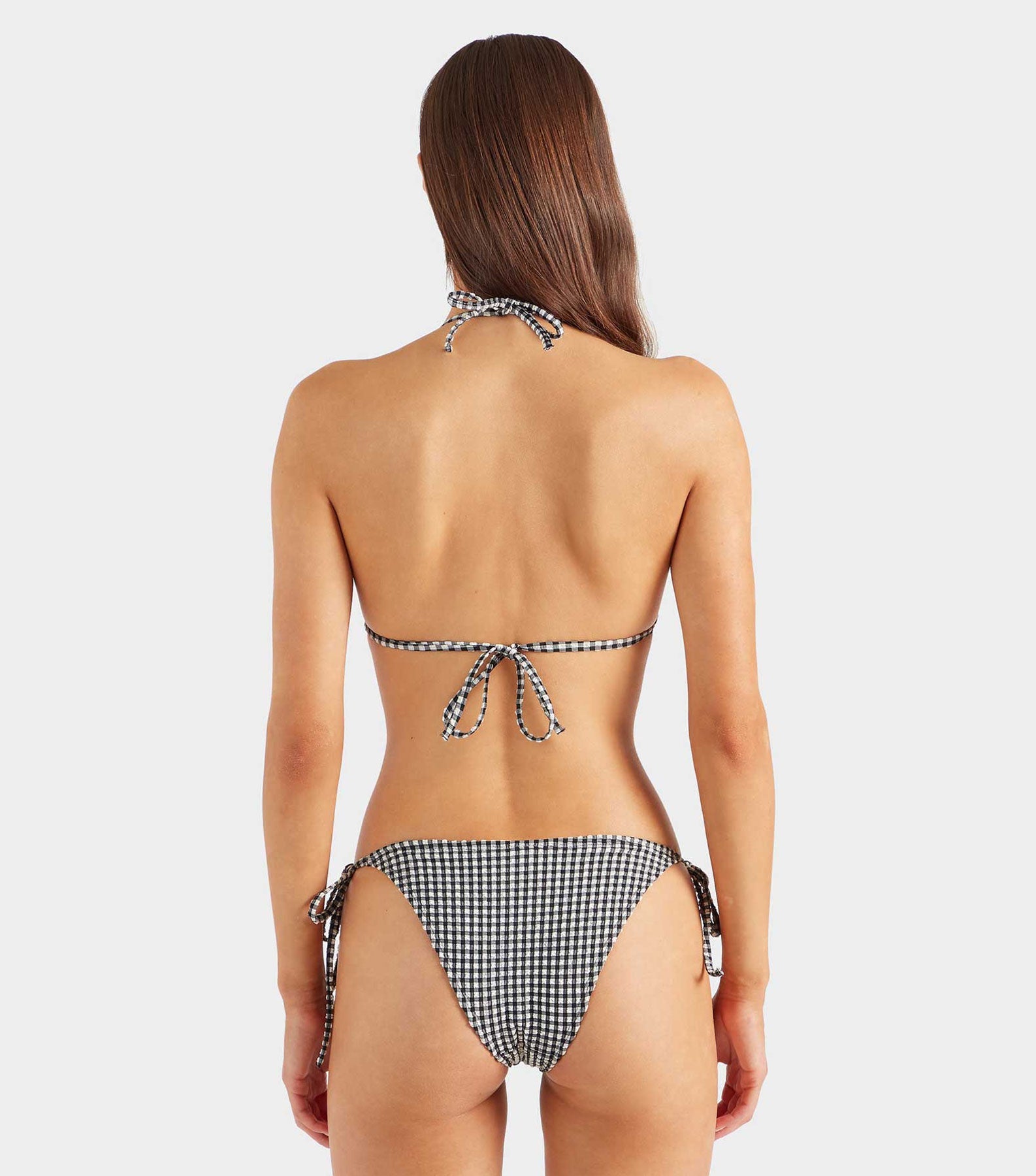 Gingham Seersucker Sabrina Bikini - Black Gingham