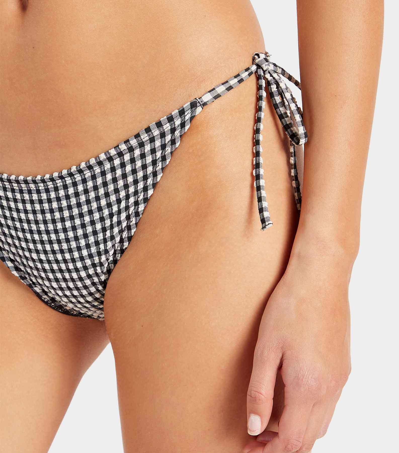 Gingham Seersucker Sabrina Bikini - Black Gingham