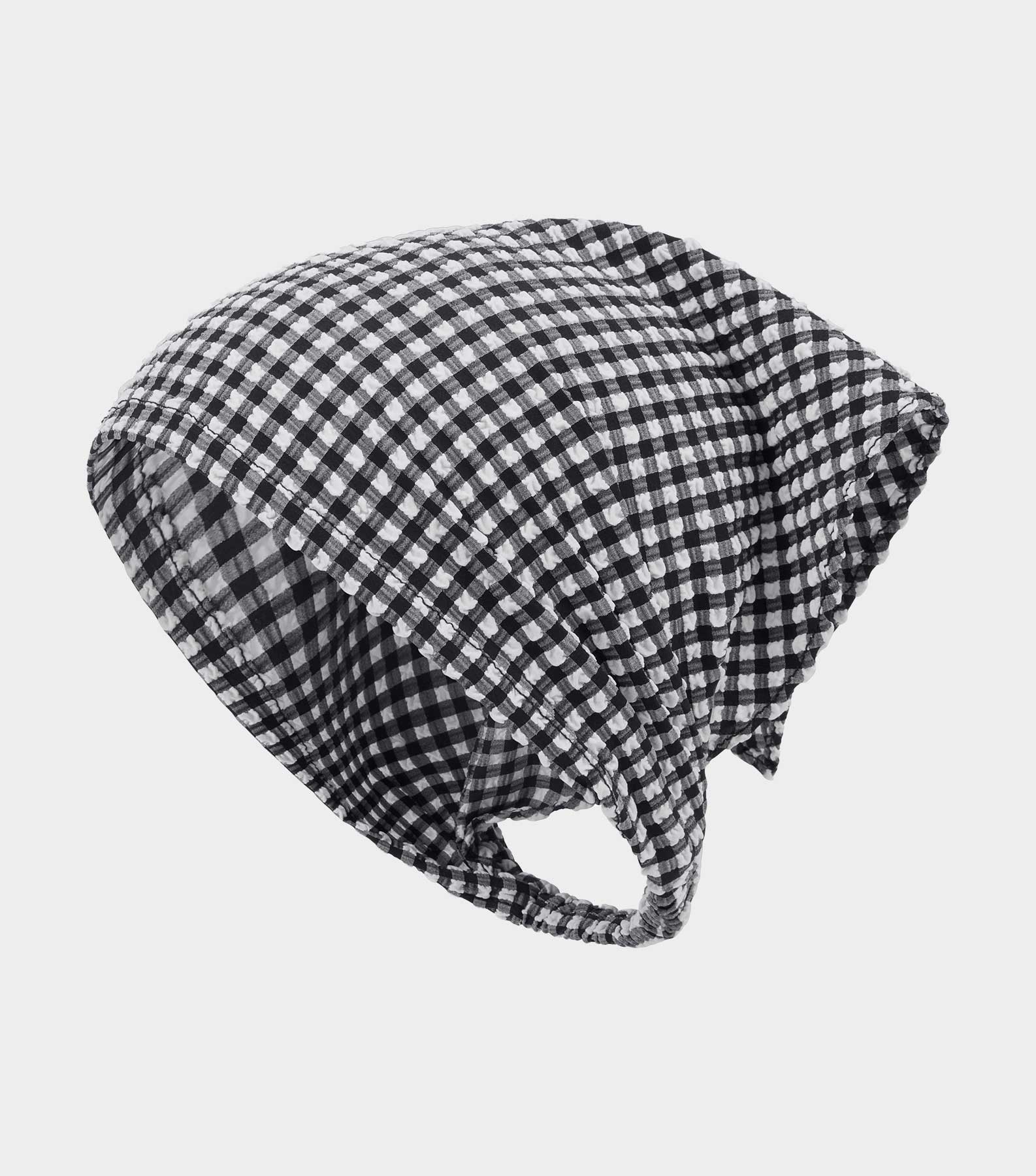Gingham Seersucker Headscarf - Black Gingham
