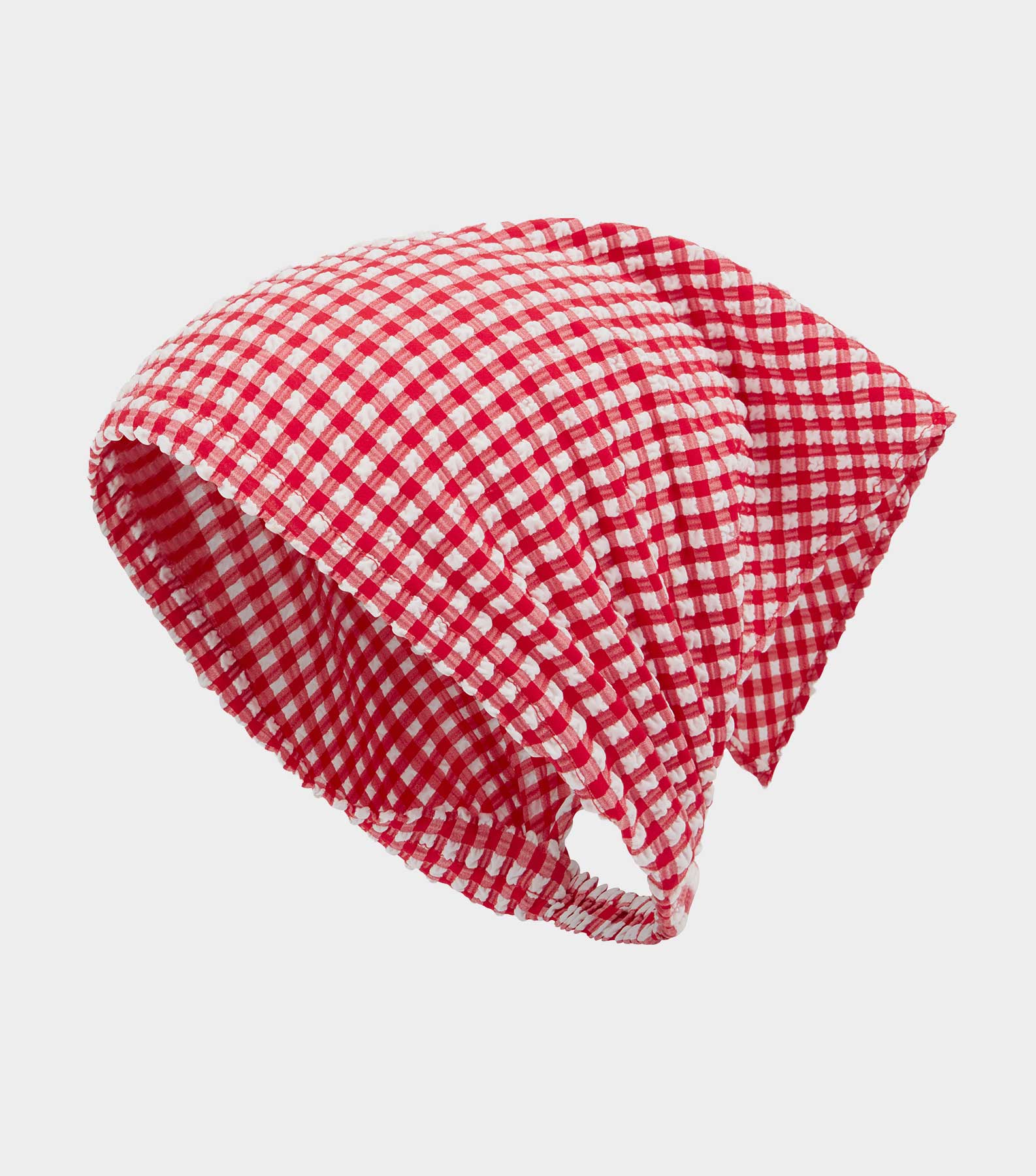 Gingham Seersucker Headscarf - Red Gingham