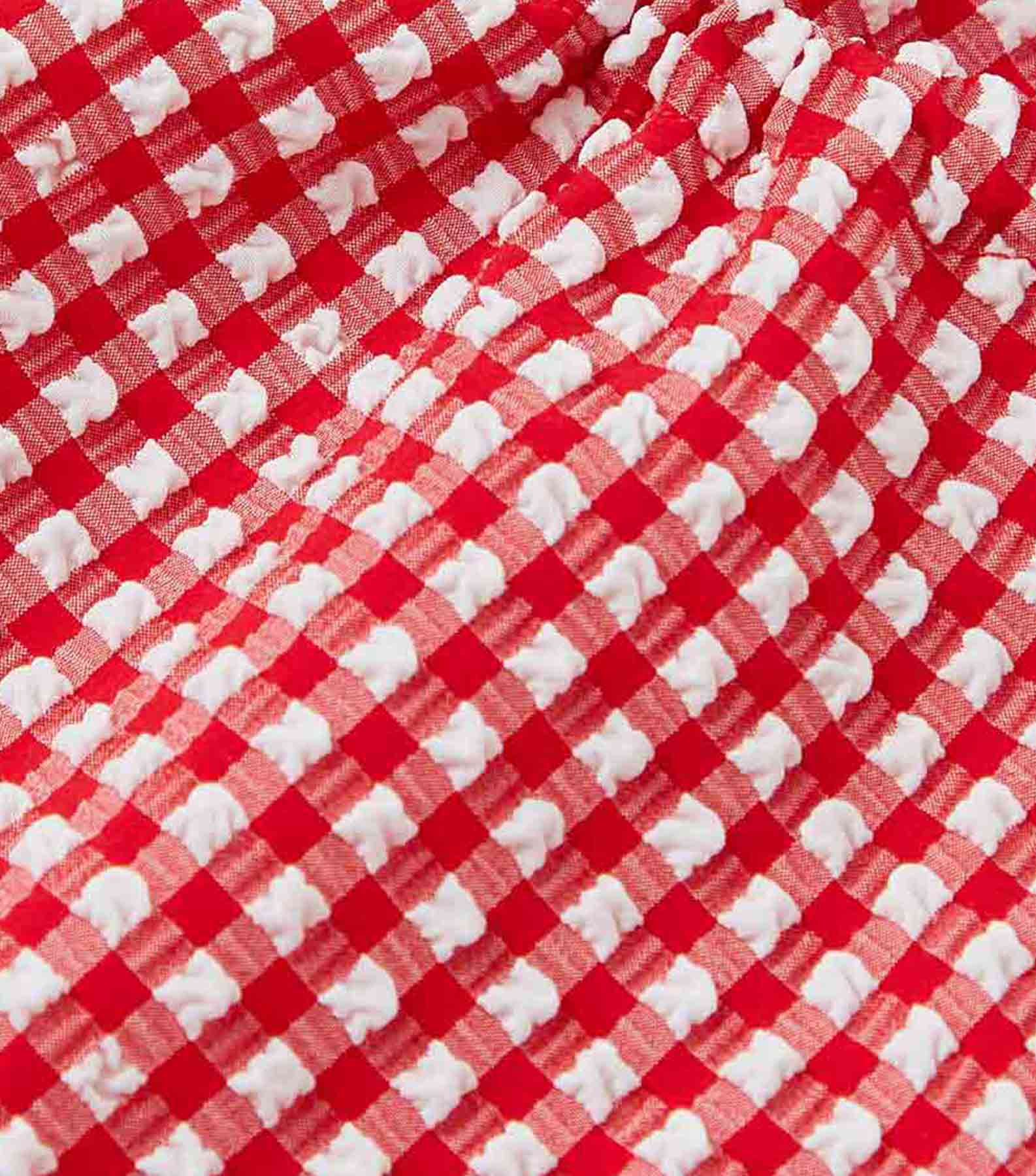 Gingham Seersucker Headscarf - Red Gingham