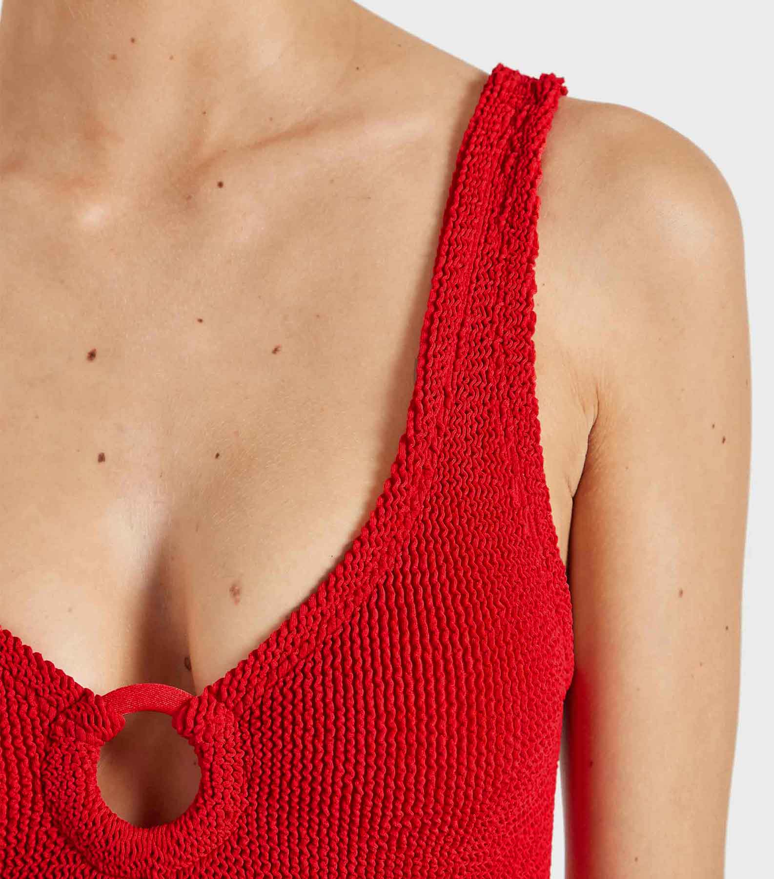Celine Swim With Tonal Hoops - Red