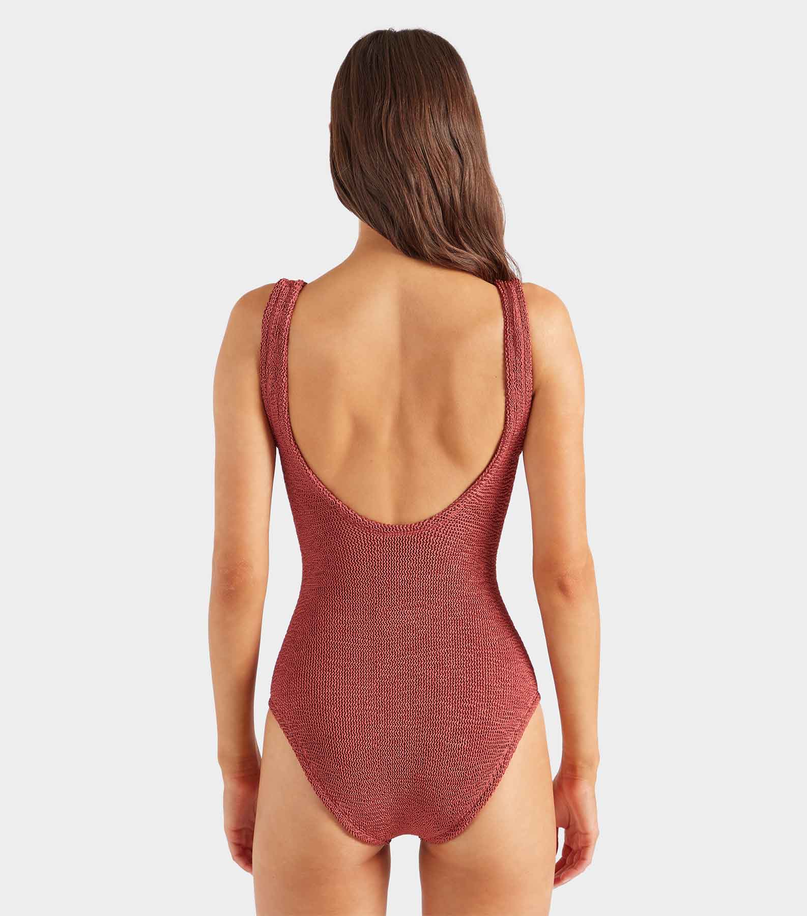 Coverage Celine Swim With Tonal Hoops - Metallic Rosewood