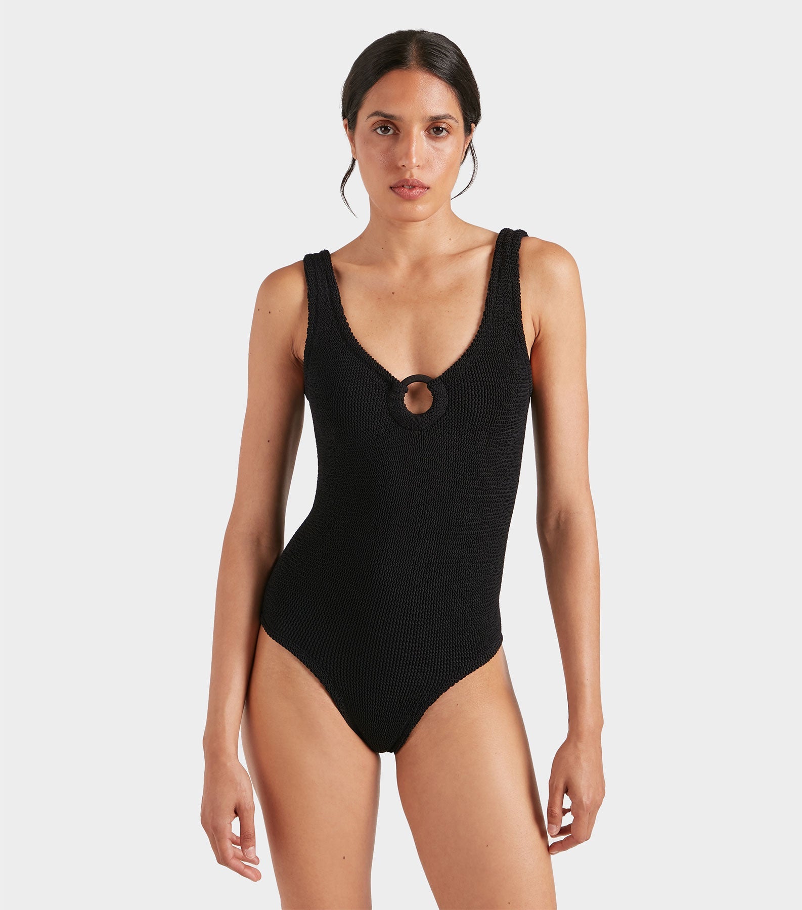 Coverage Celine Swim With Tonal Hoops - Black