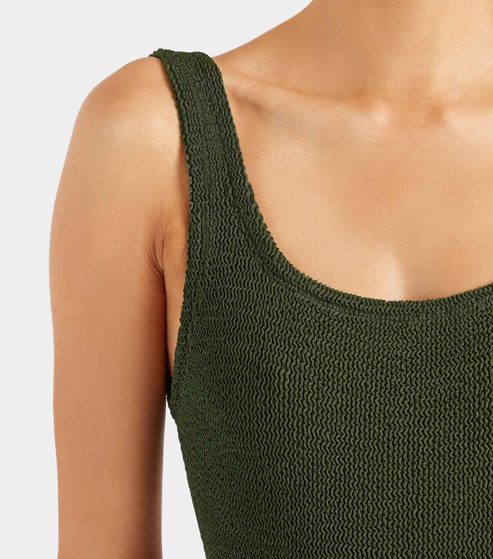 Coverage Square Neck Swim - Metallic Khaki