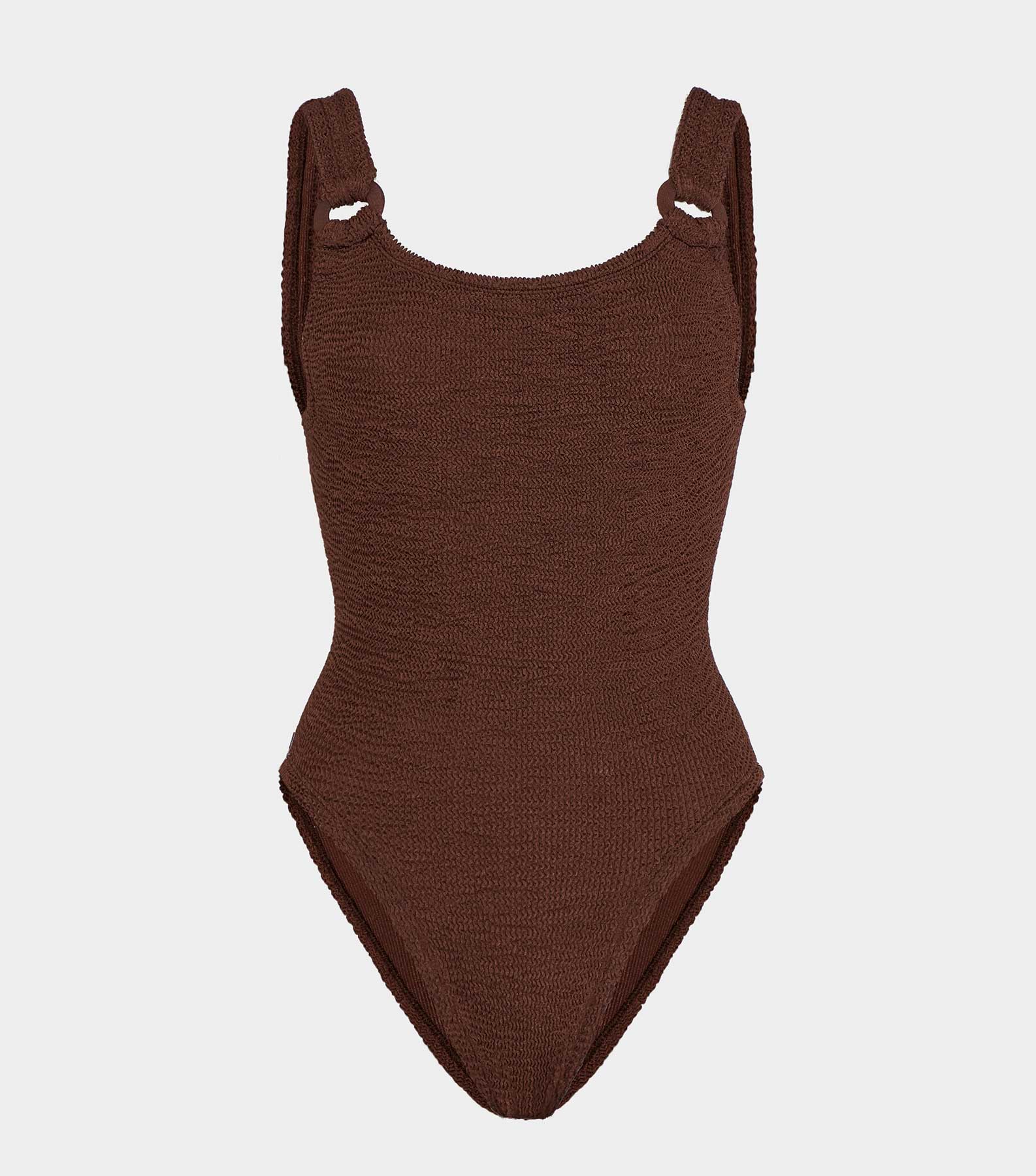 Domino Swim With Tonal Hoops - Metallic Chocolate
