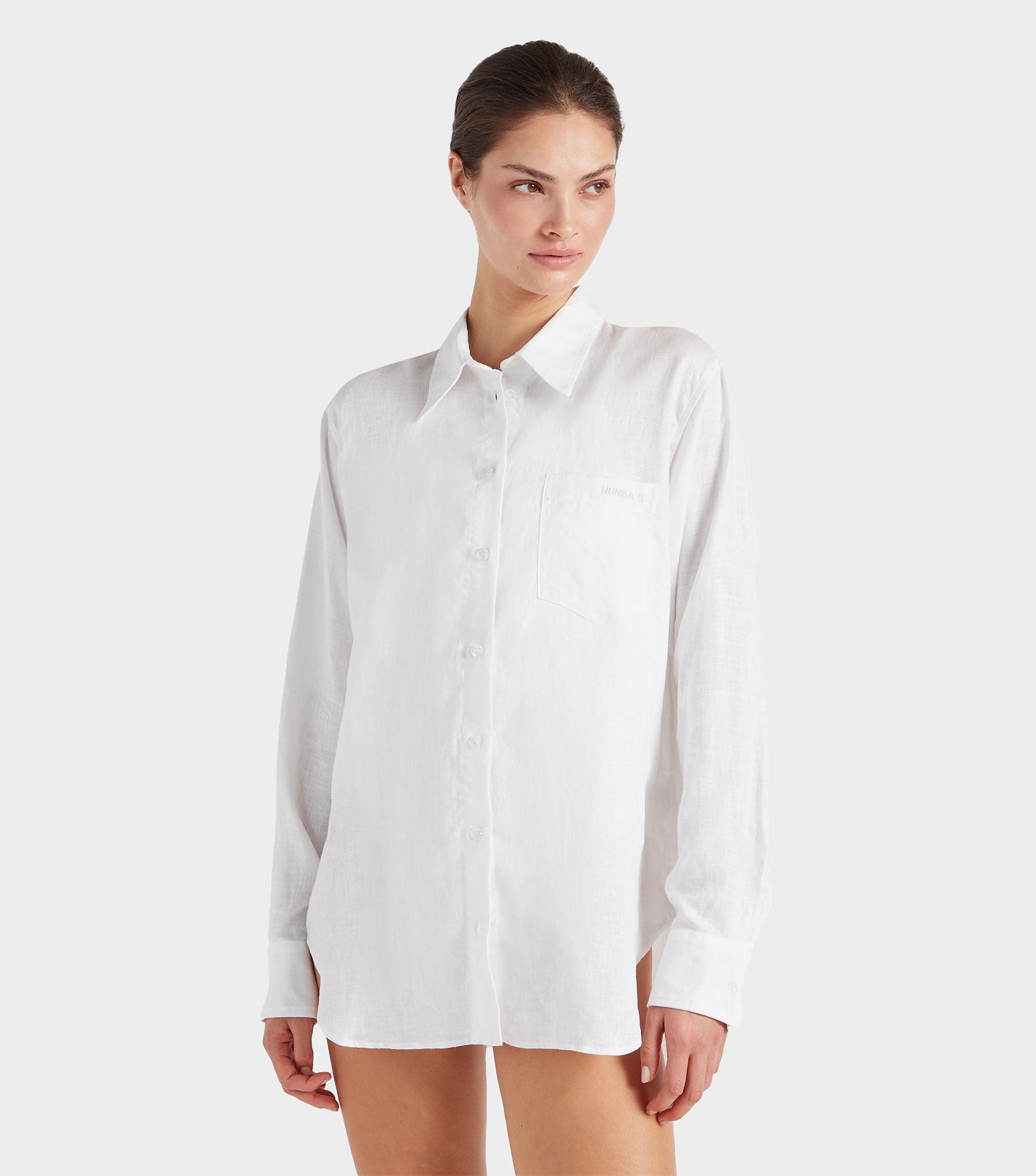 Embroidered Oversized Shirt - White