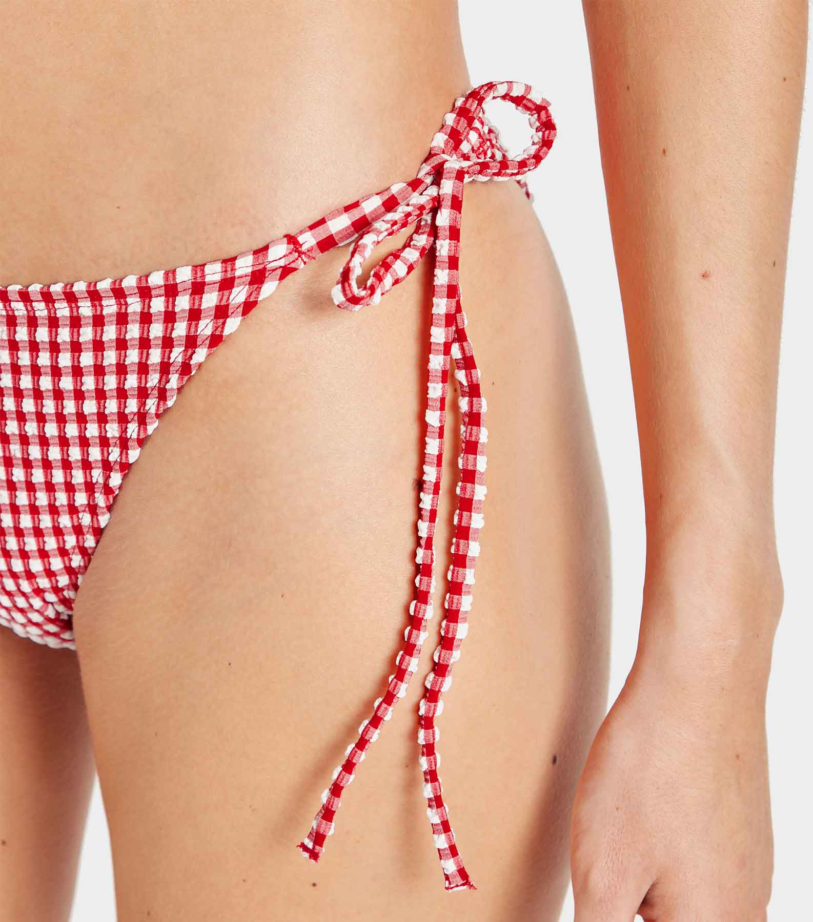 Gingham Seersucker Sabrina Bikini - Red Gingham