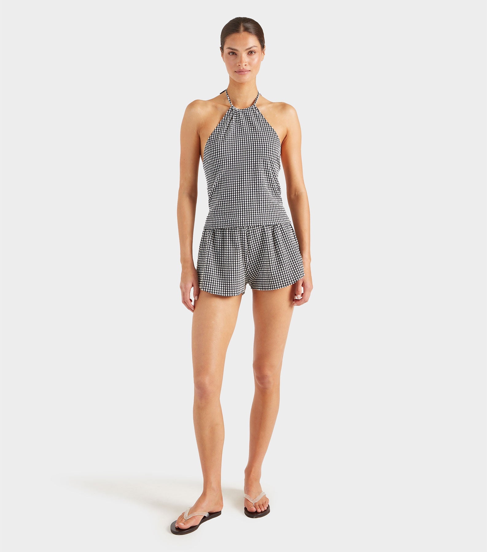Gingham Seersucker Shorts - Black Gingham