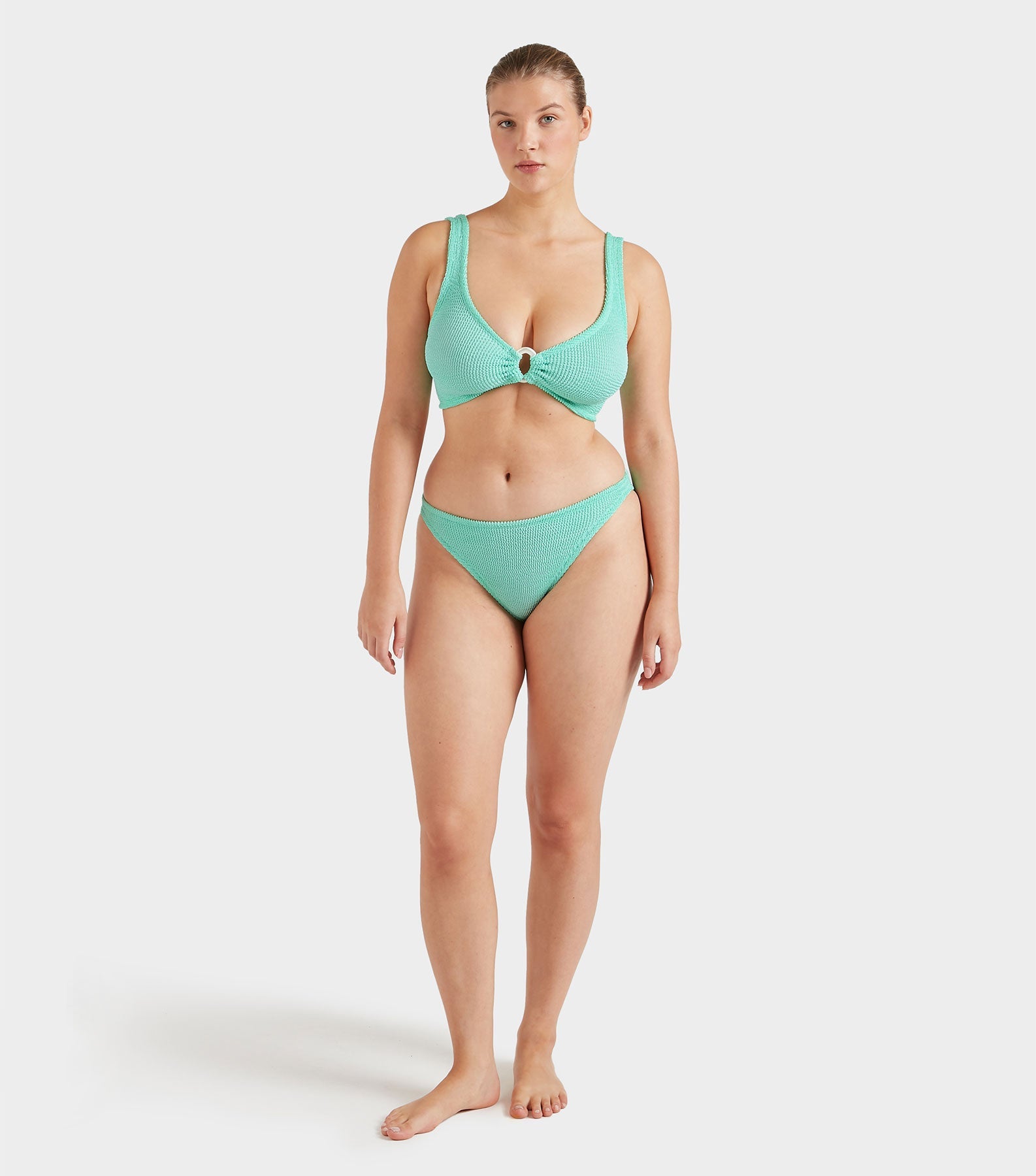 Julia Bikini With Pearly Hoop - Metallic Mint
