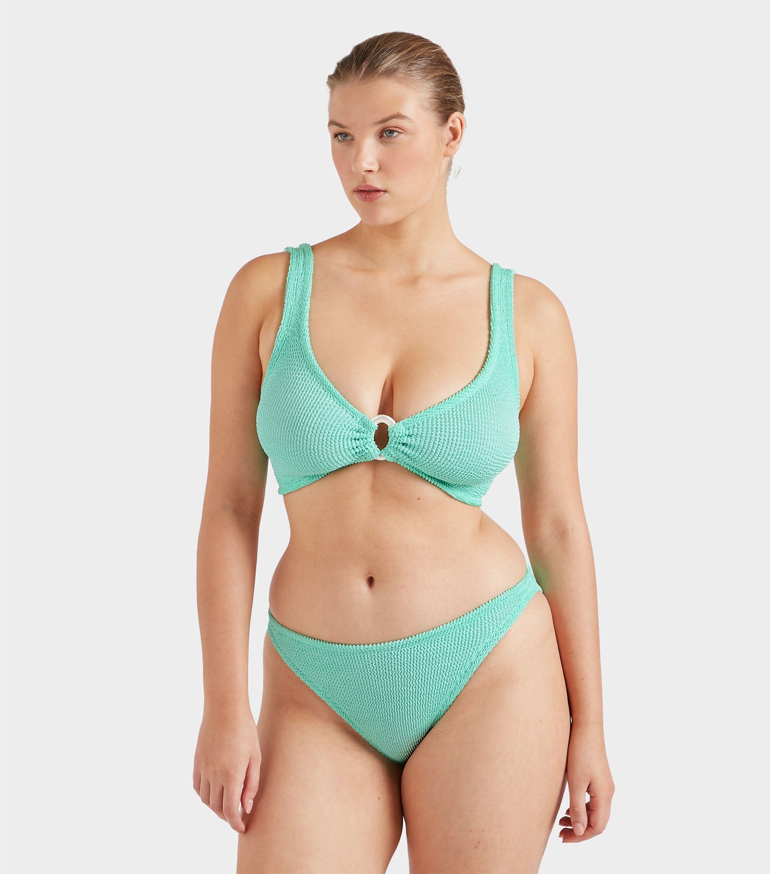 Julia Bikini With Pearly Hoop - Metallic Mint