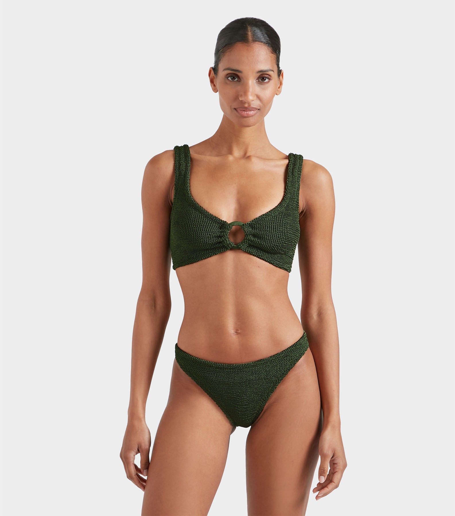 Julia Bikini With Tonal Hoops - Metallic Khaki