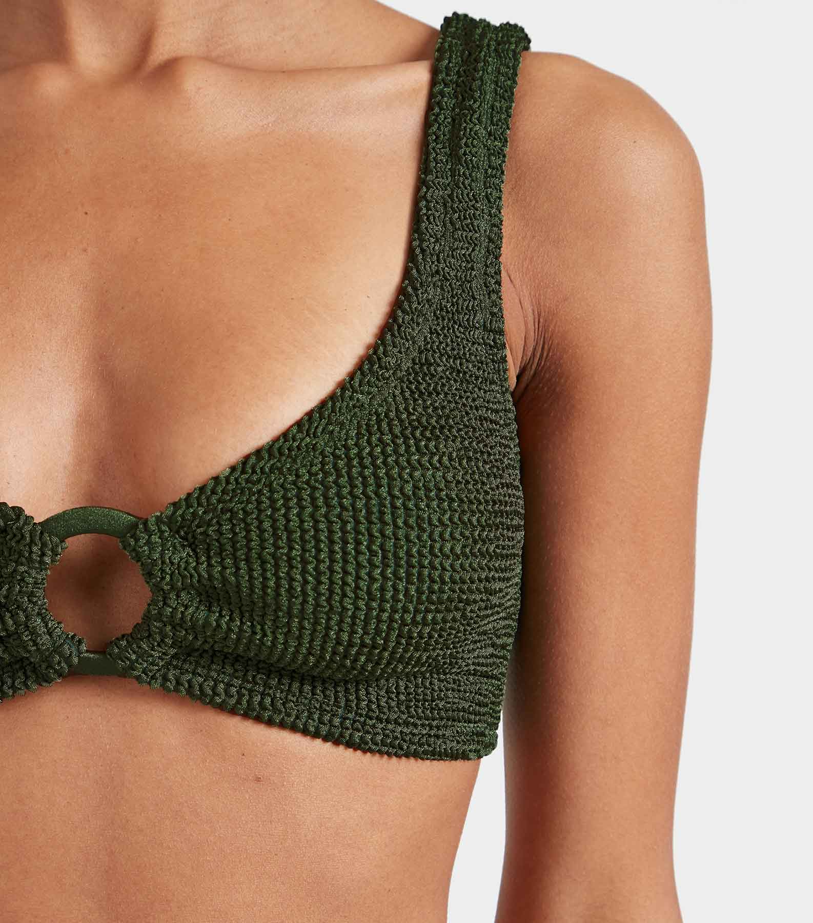 Julia Bikini With Tonal Hoops - Metallic Khaki