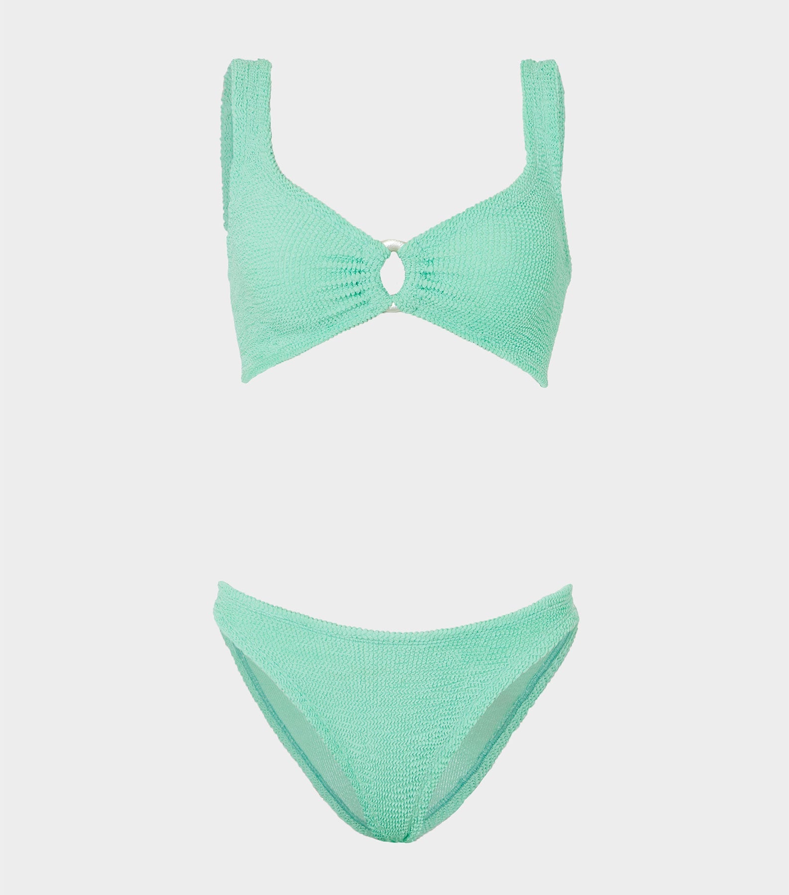 Julia Bikini With Pearly Hoop - Metallic Mint