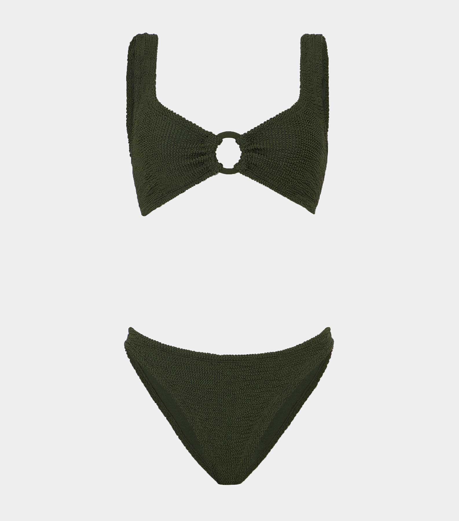 Julia Bikini With Tonal Hoops - Metallic Khaki