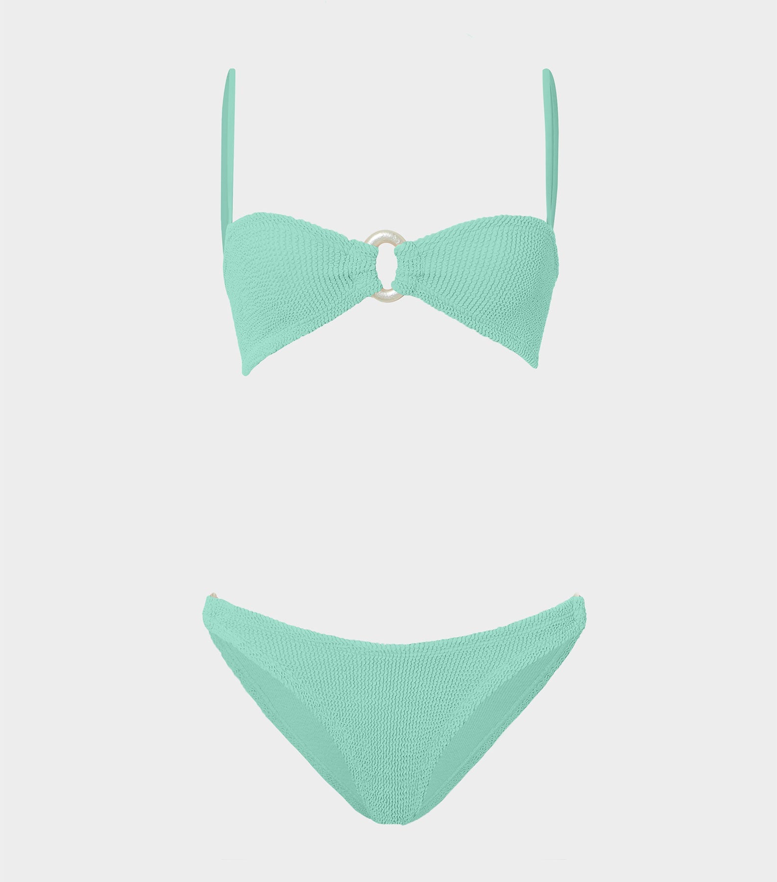 Misty Bikini With Pearly Hoop - Metallic Mint