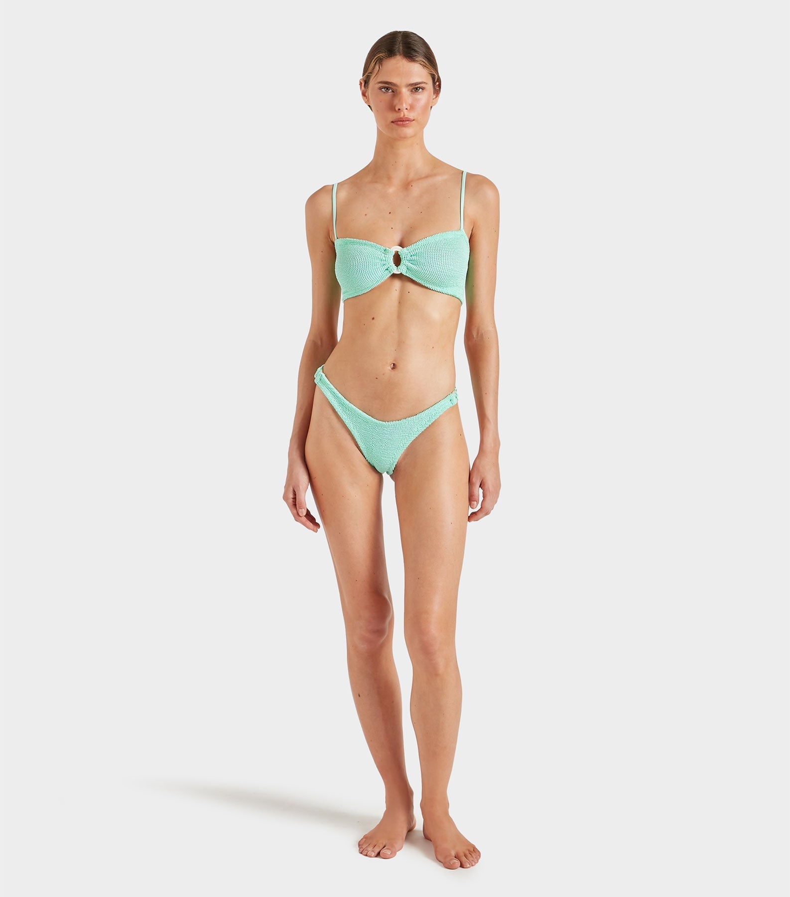 Misty Bikini With Pearly Hoop - Metallic Mint