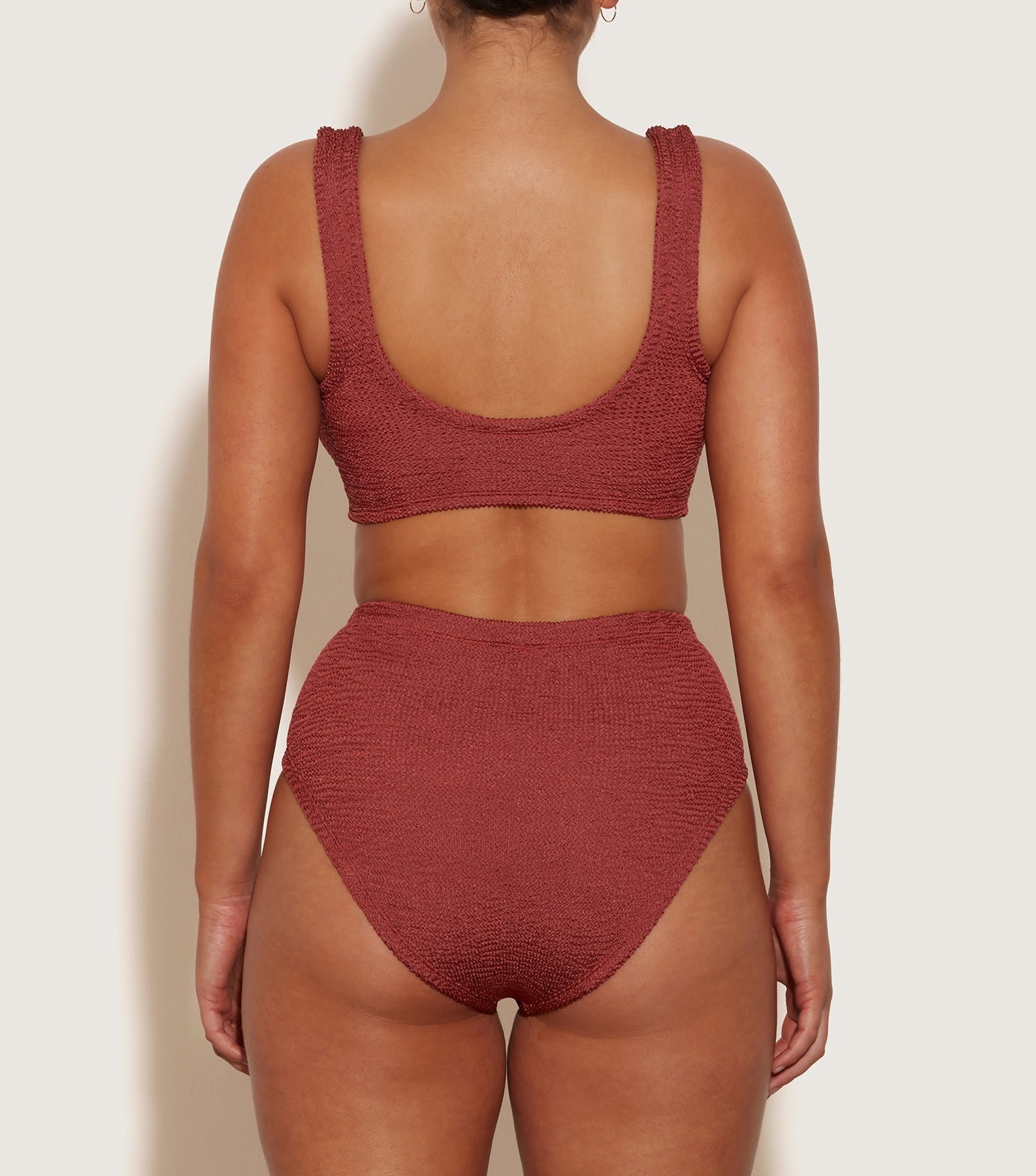 Nadine Bikini With Tonal Hoops - Metallic Rosewood