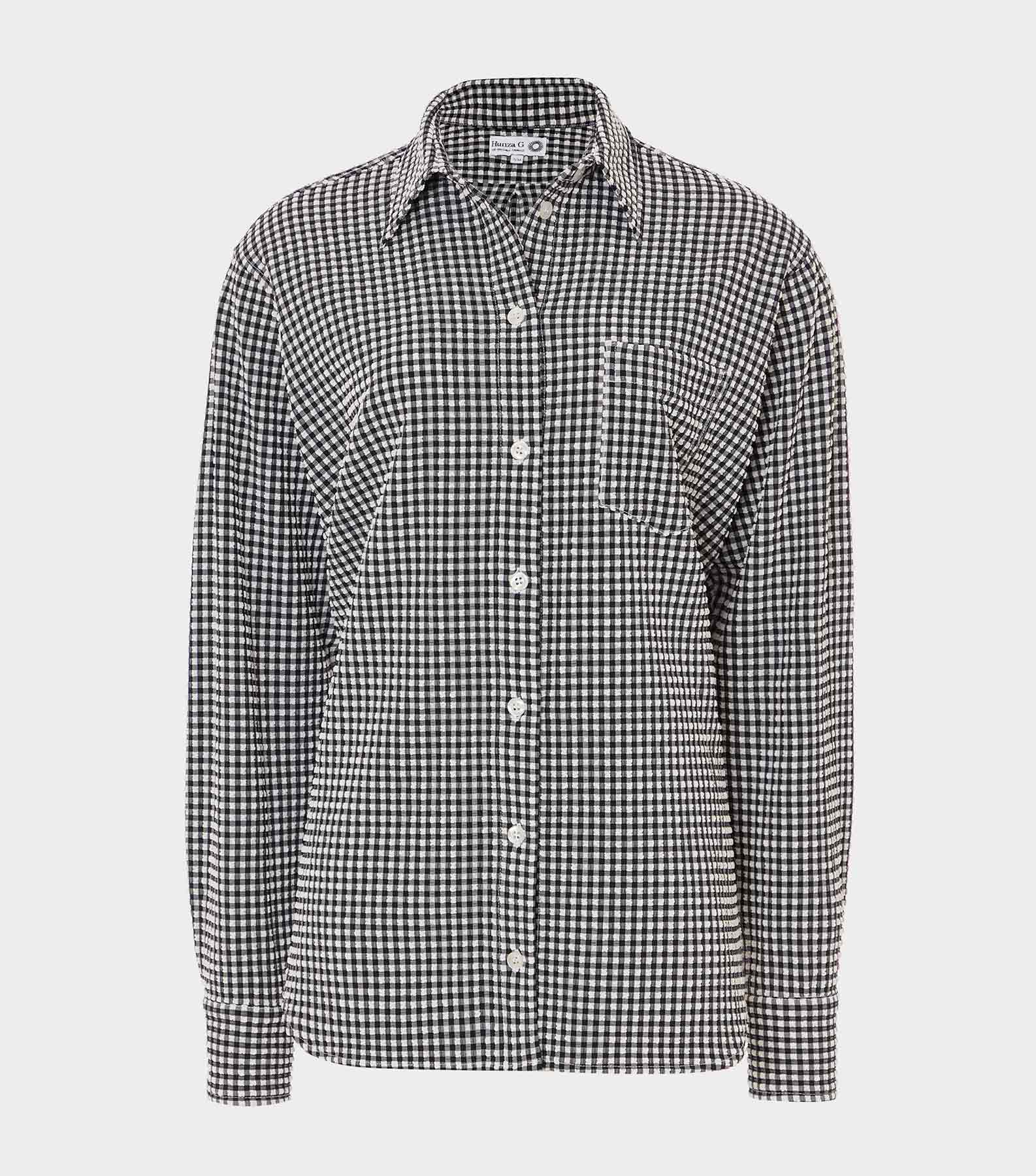 Gingham Seersucker Shirt - Black Gingham
