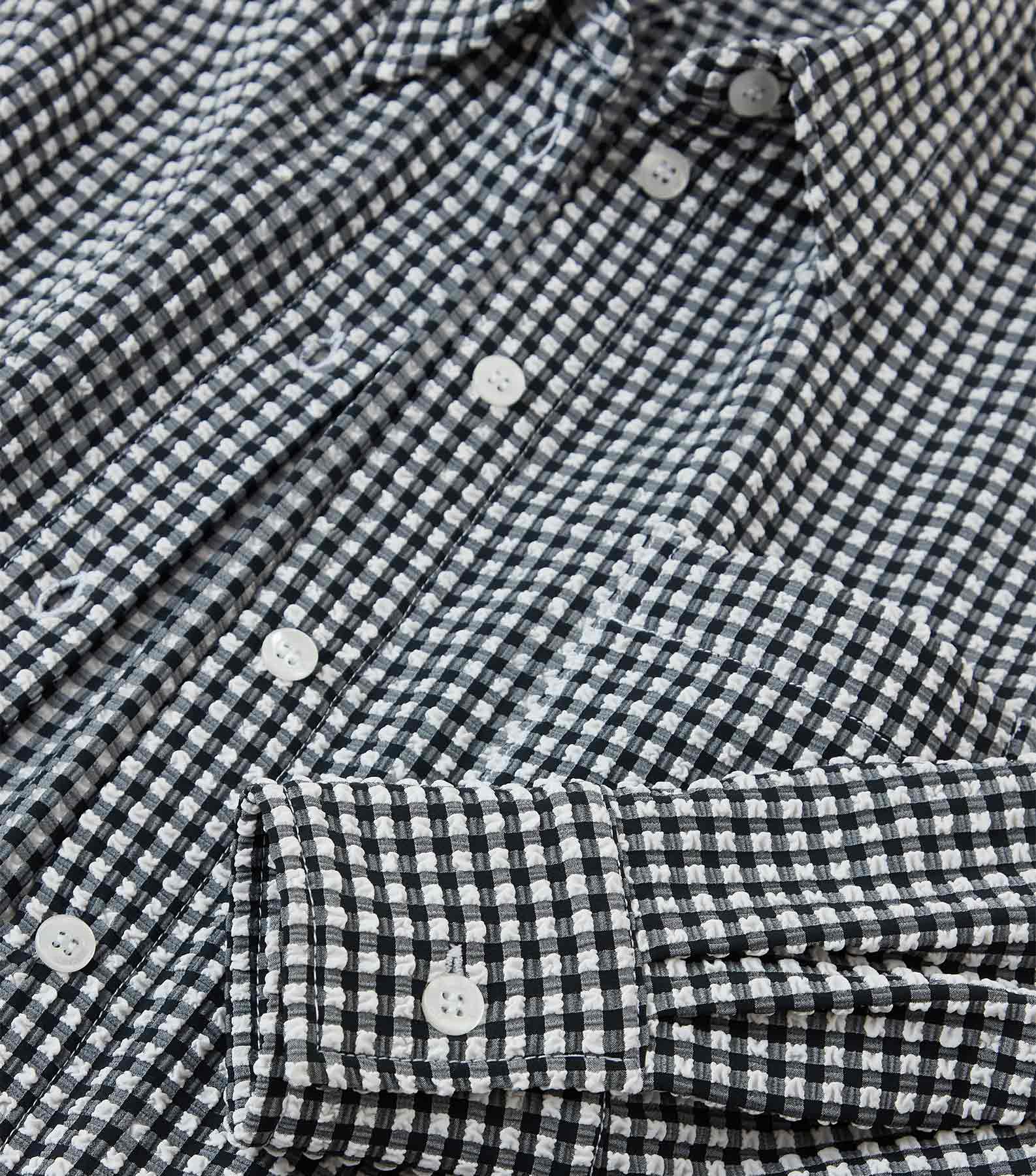 Gingham Seersucker Shirt - Black Gingham