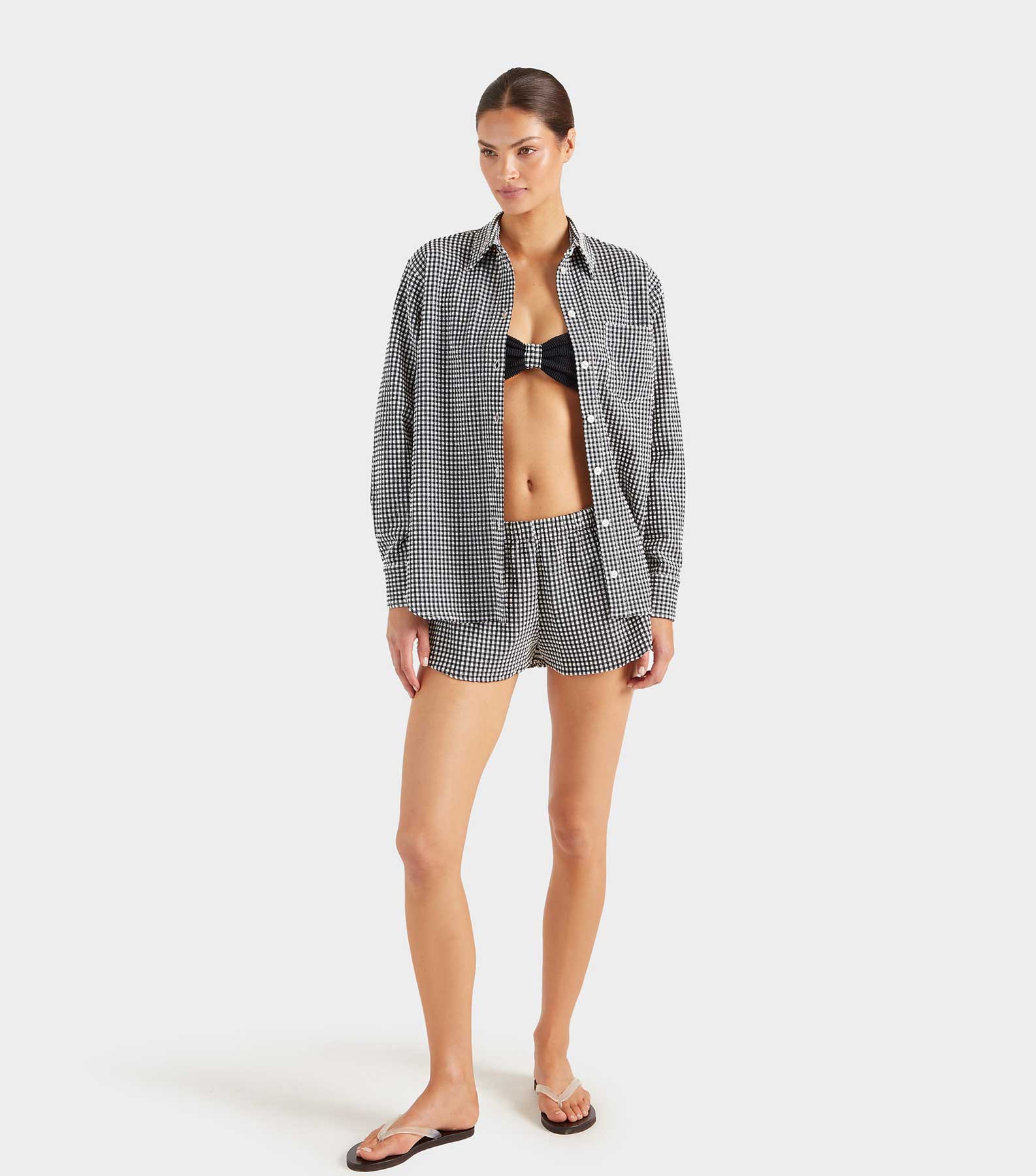 Gingham Seersucker Shirt - Black Gingham