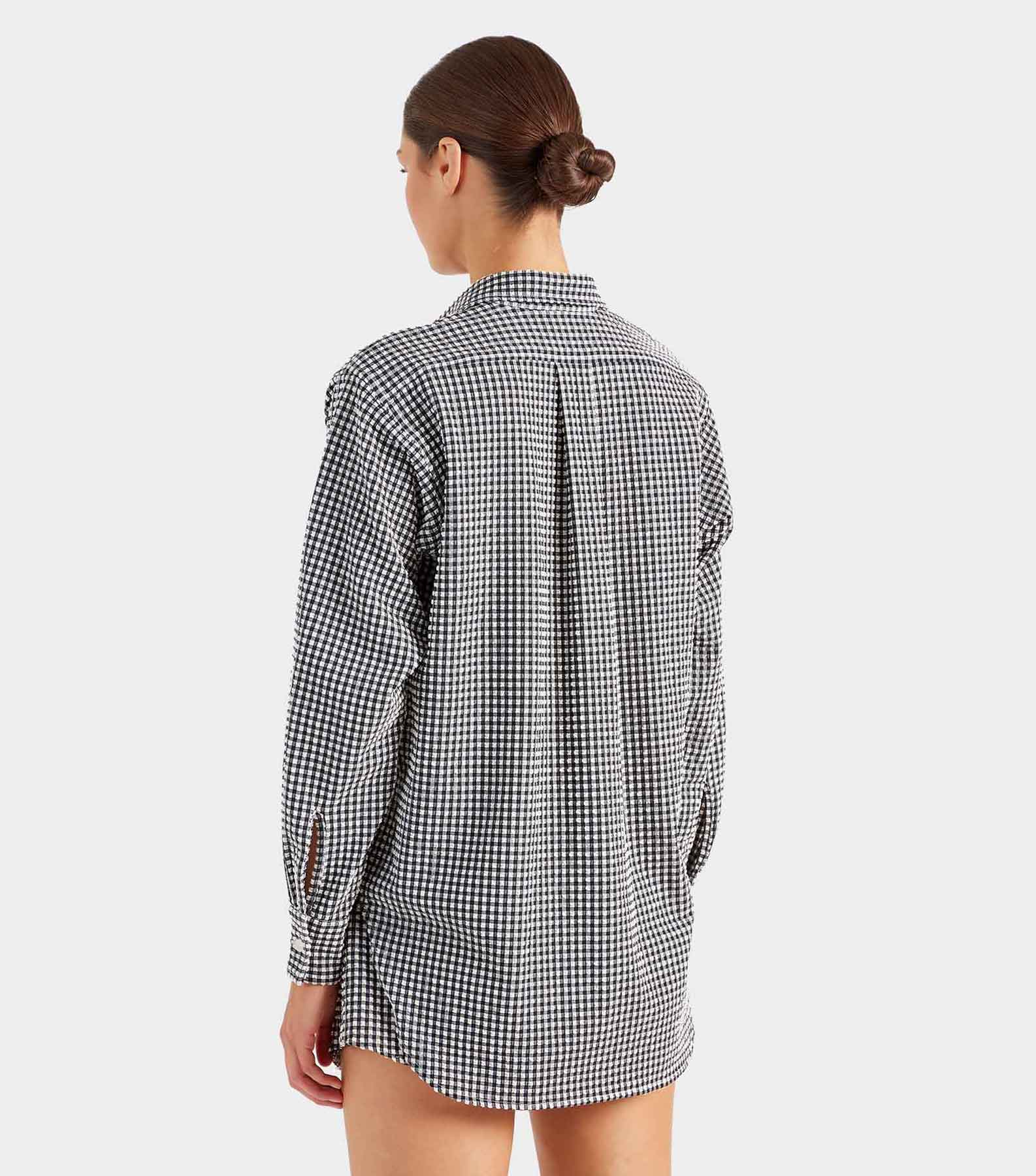 Gingham Seersucker Shirt - Black Gingham