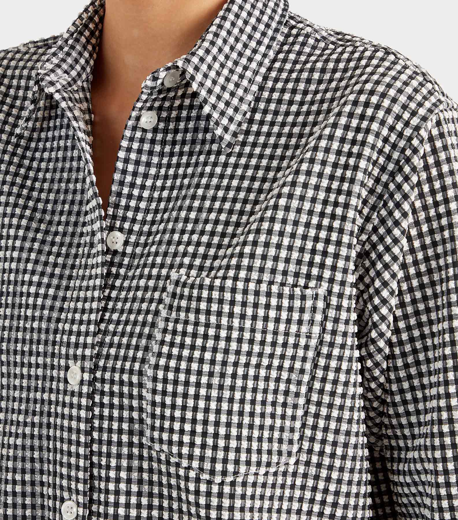 Gingham Seersucker Shirt - Black Gingham