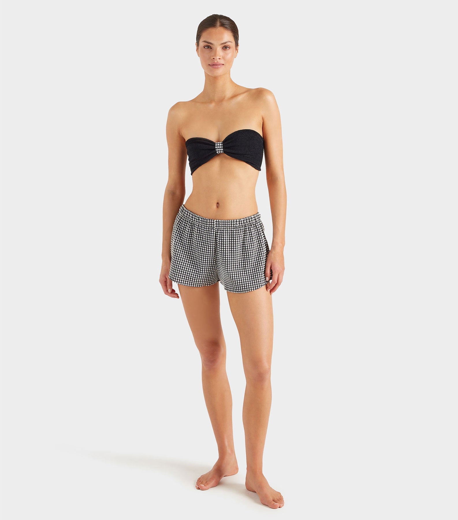 Gingham Seersucker Shorts - Black Gingham