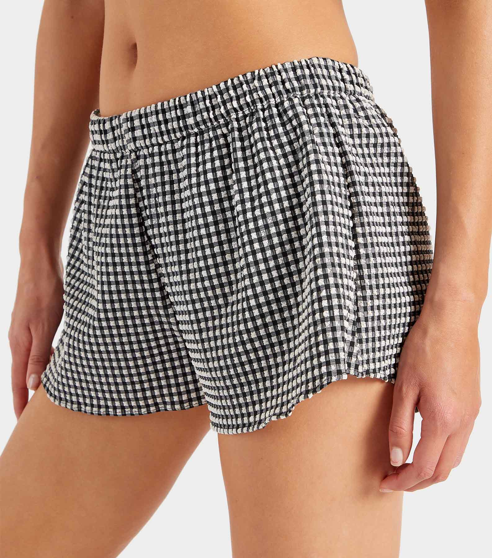 Gingham Seersucker Shorts - Black Gingham