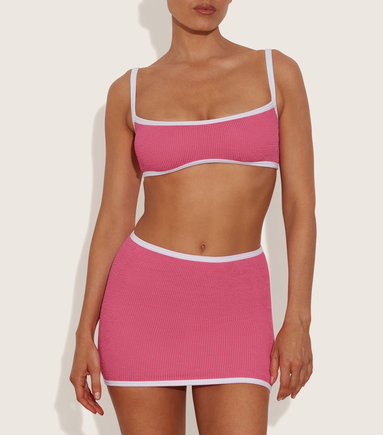 Mini Skirt/Tube Top - Candy Pink/White