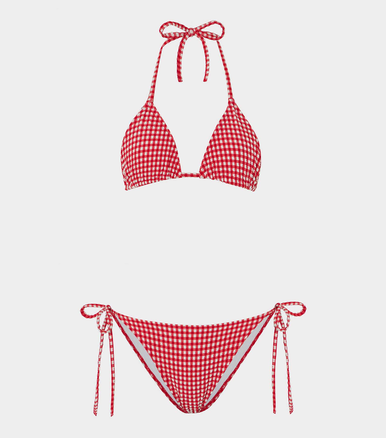 Gingham Seersucker Sabrina Bikini - Red Gingham