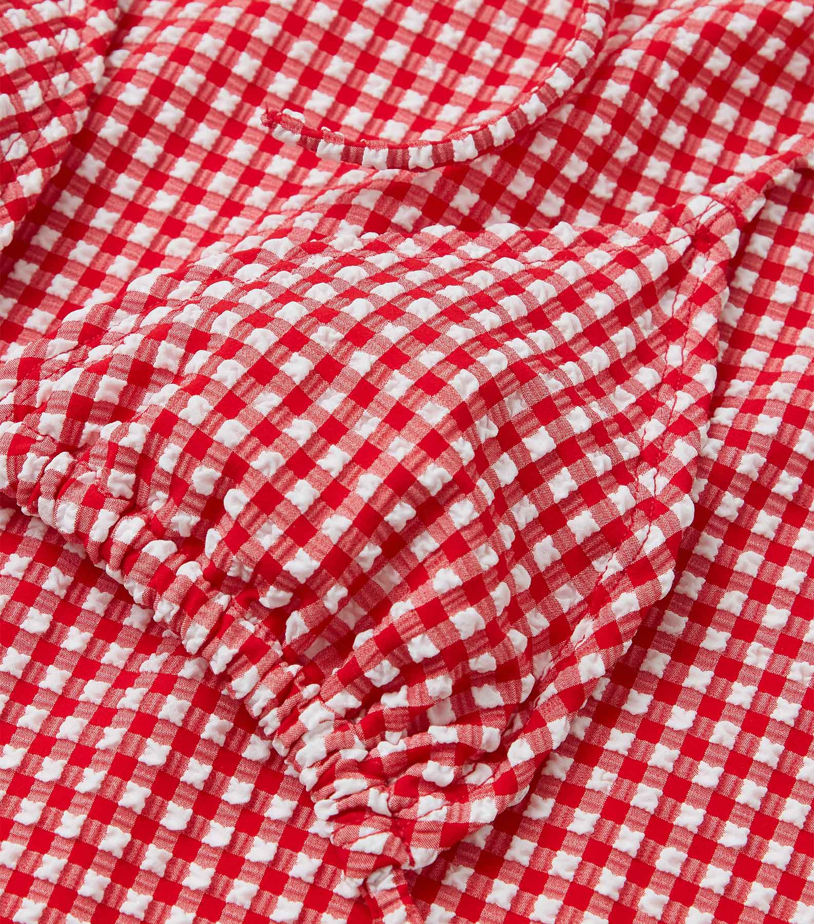 Gingham Seersucker Sabrina Bikini - Red Gingham