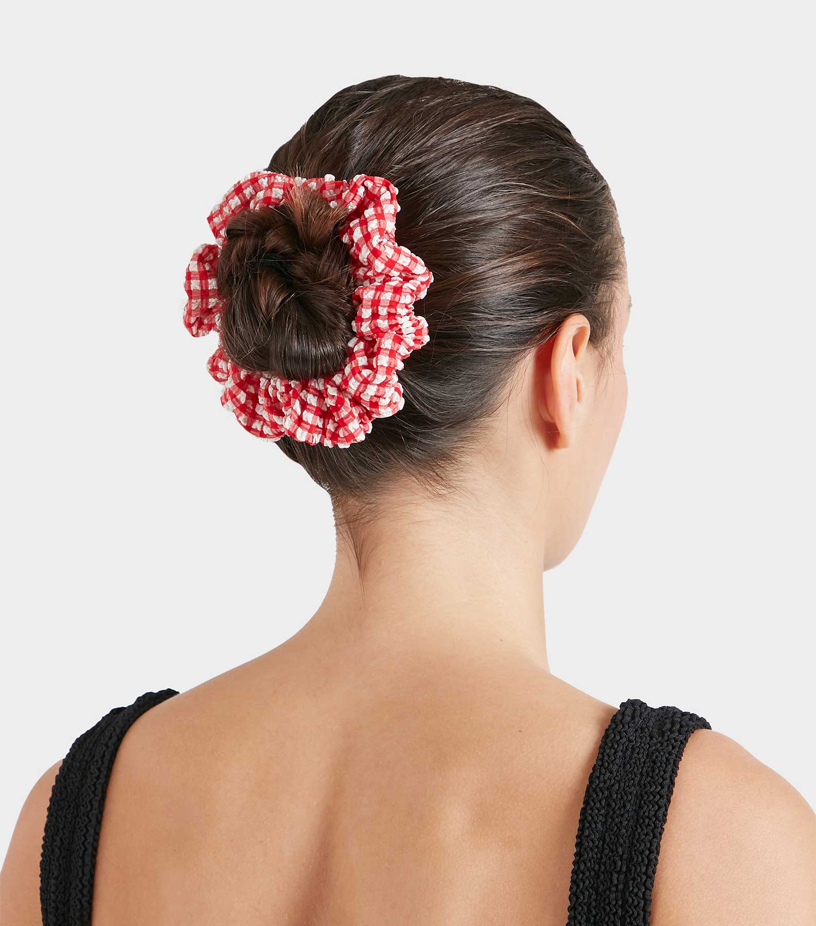 Gingham Seersucker Scrunchie - Red Gingham