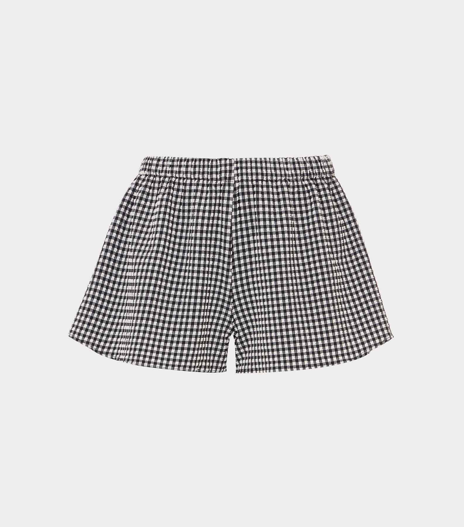 Gingham Seersucker Shorts - Black Gingham