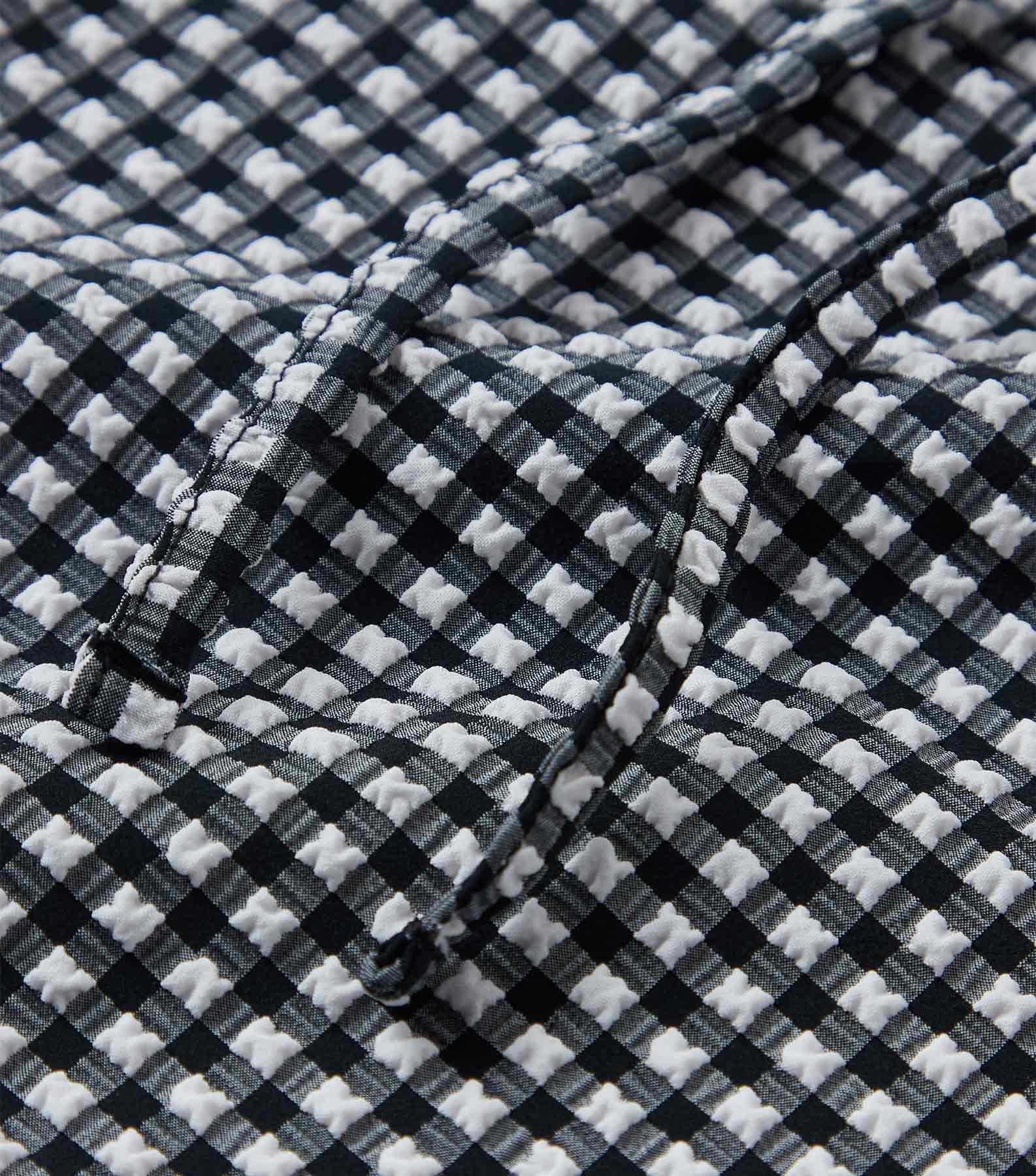 Gingham Seersucker Short Sarong - Black Gingham