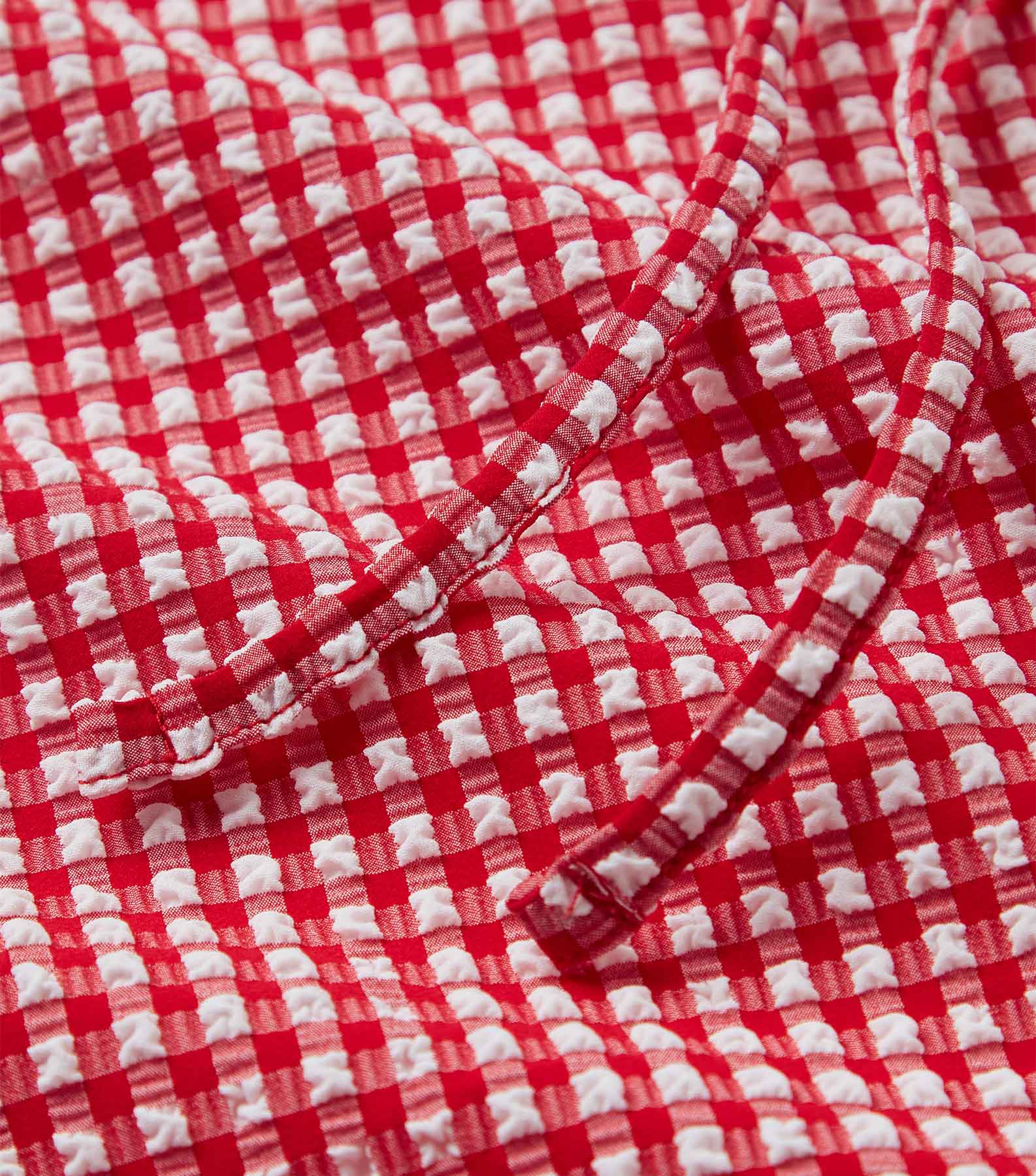 Gingham Seersucker Short Sarong - Red Gingham