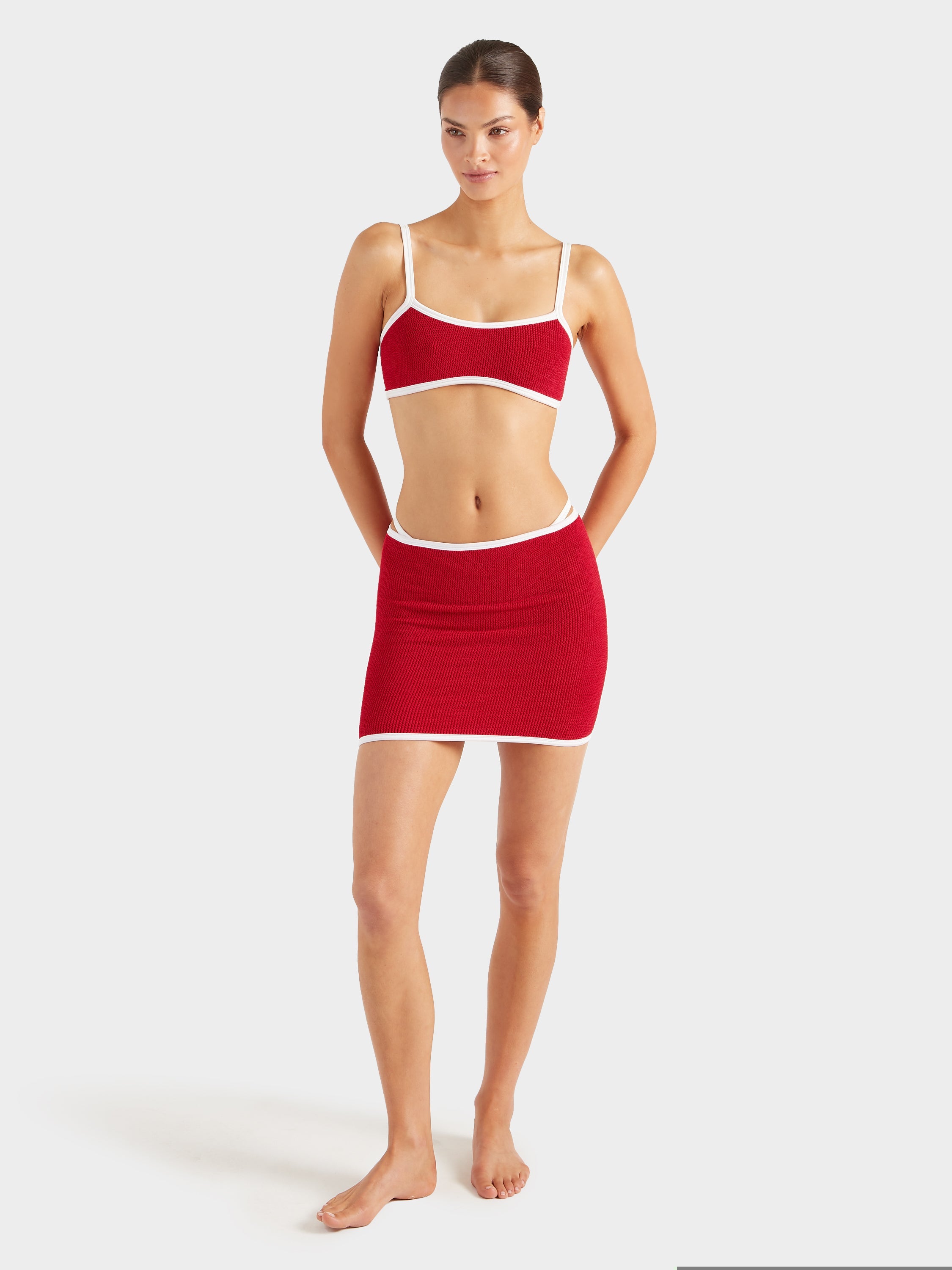 Mini Skirt/Tube Top - Red/White