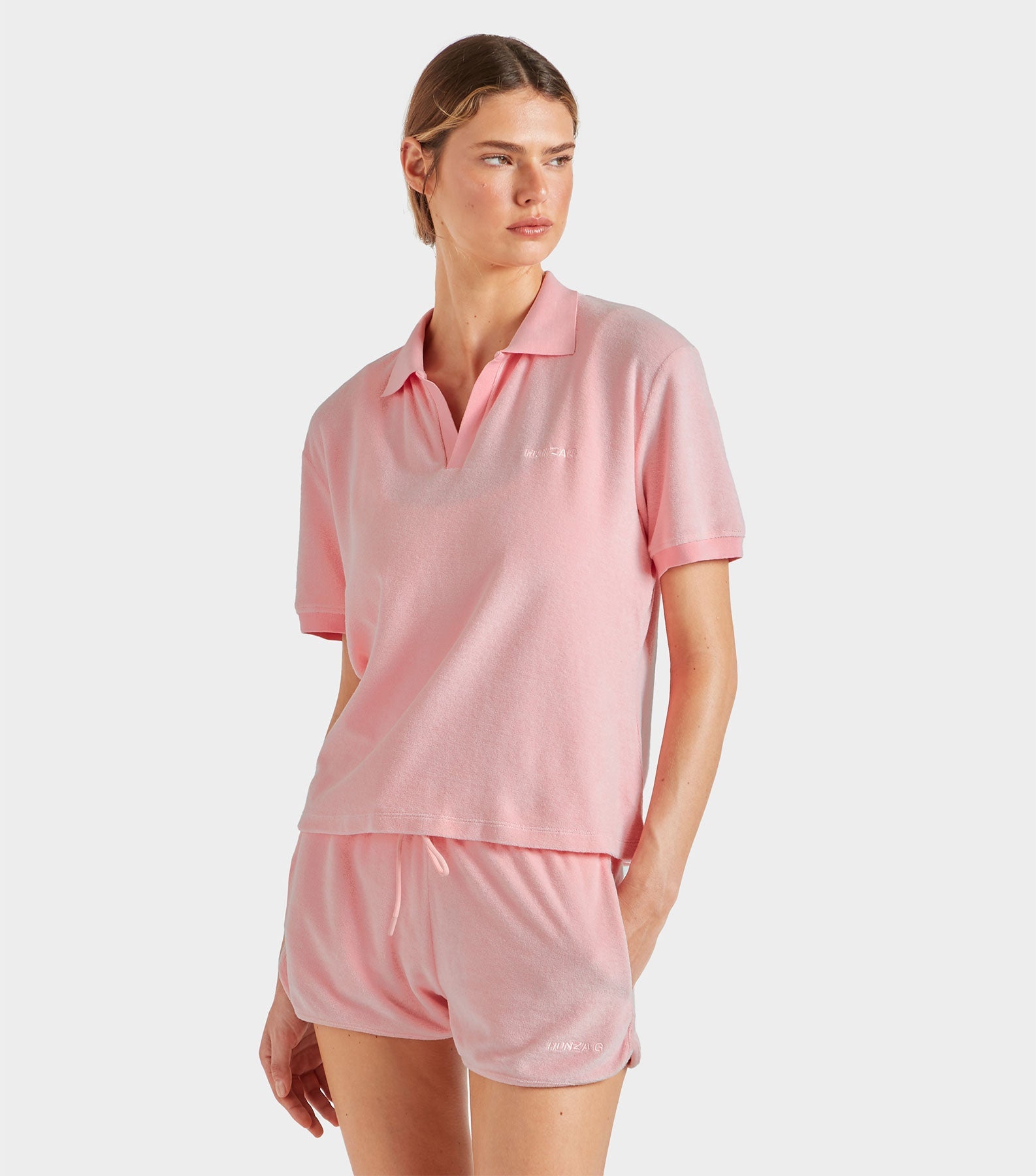 Terry Towelling Polo - Pink